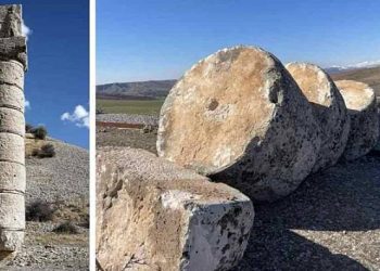 Depremde devrilen Adıyaman’daki 2 bin yıllık sütun ayağa kaldırılacak